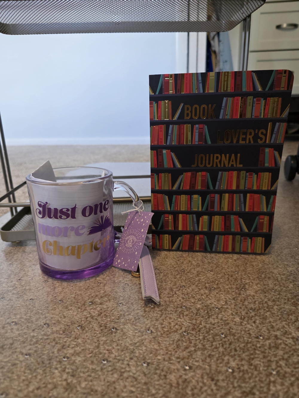 NWT Just One More Chapter Purple Glass Mug & Book Lover's Journal Set